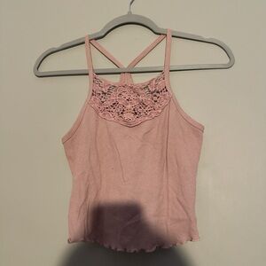 Pink Lace Detail Women's Top